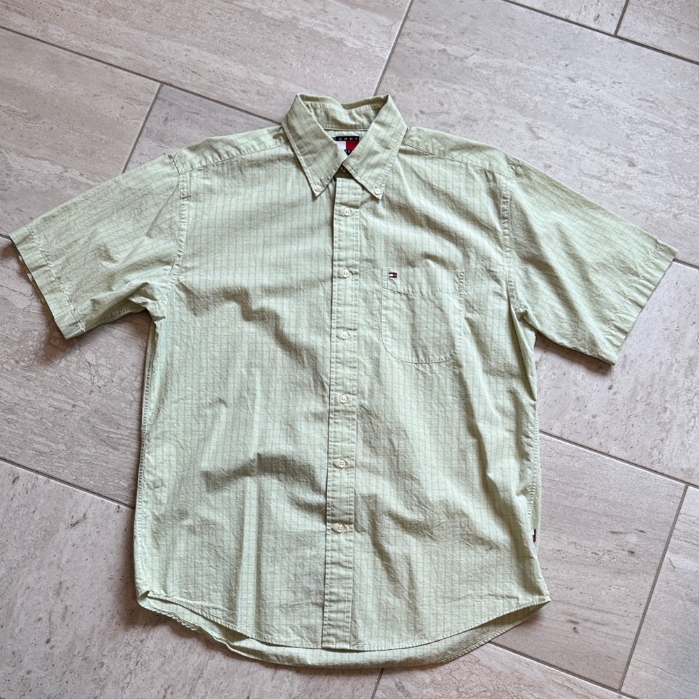 Tommy Hilfiger Men's Light Green Casual Button Down Shirt